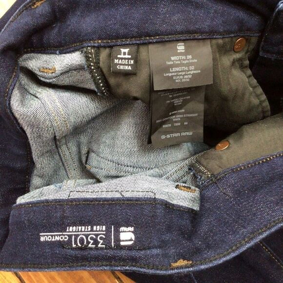G-STAR jeans Style 3301 high straight Raw ladies dark blue contour mid/high 26 - Picture 7 of 16